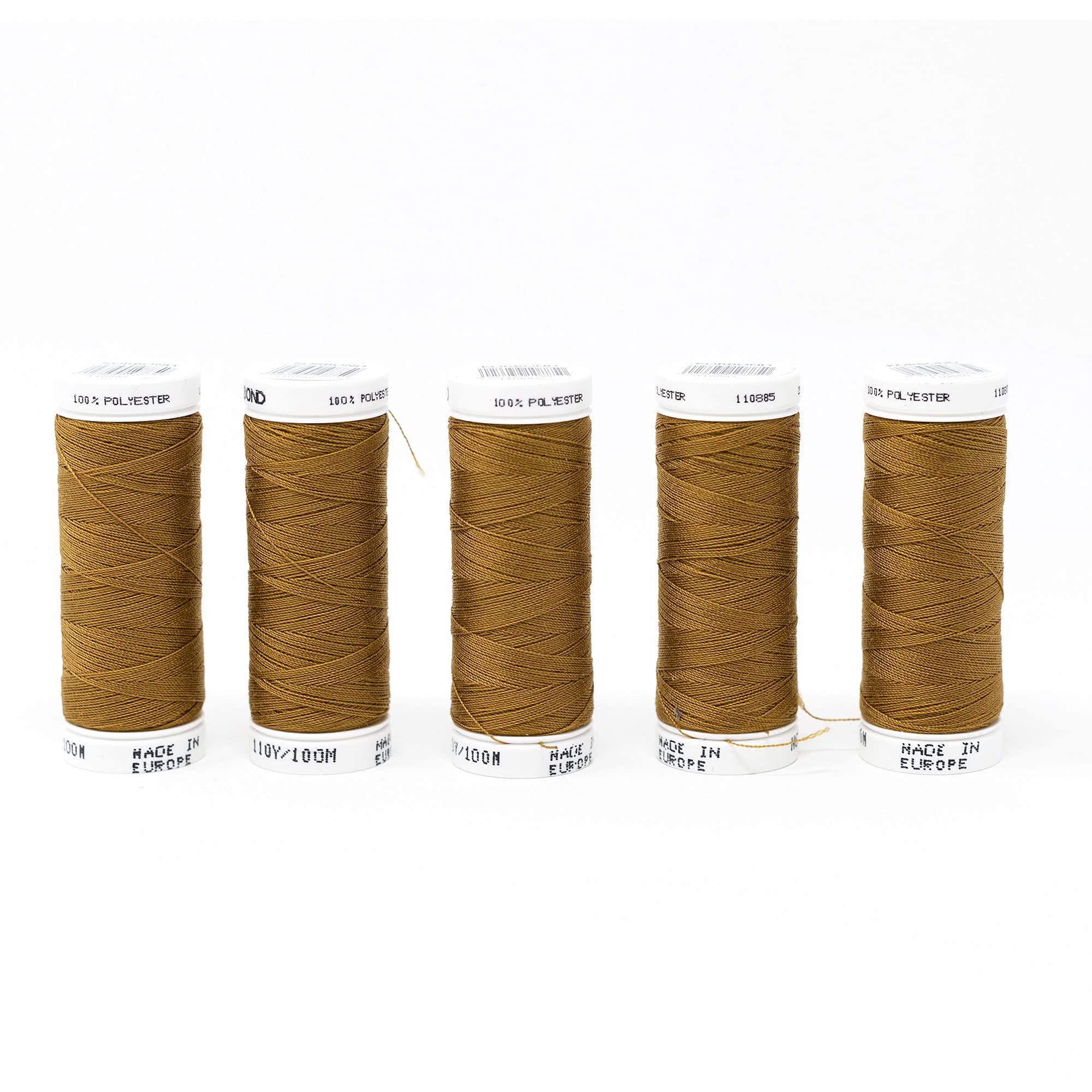 KORBOND Polyester All Purpose Thread – 500m Total – Tan Brown - 5 x 100m Reels for Hand and Machine Sewing