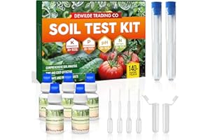 DEWILDE TRADING CO Soil Test Kit -140 Test- 2025 Updated- Testing PH Ammonia Nitrogen Phosphorus and Potassium - Tester for Your Vegetable Garden Lawn and Soil