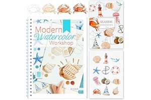 Watercolor Workbook with Step-by-Step - 12 Watercolor Coloring Pages - 100% Cotton 300gsm/140lb Watercolor Paper - Gift for W