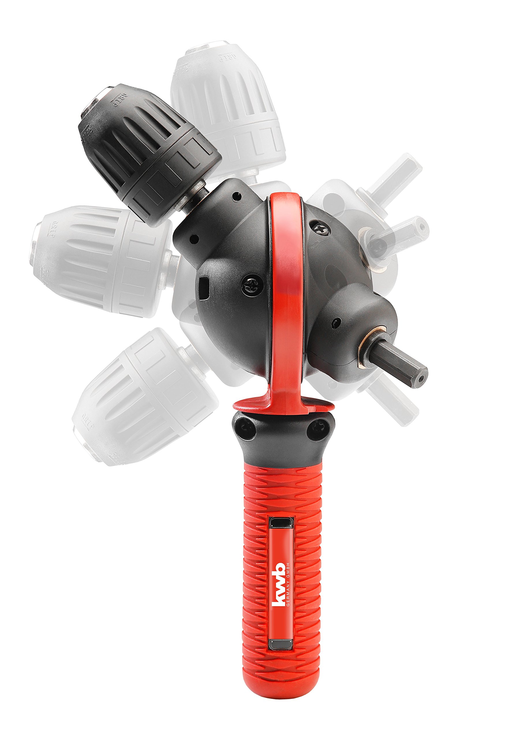 kwb angle boring attachment, compact angle drill with 360 degree drill head, black