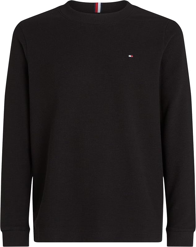 Camiseta de Manga Larga Hombre Textured Basic, Negro (Black), M — foto 5 de 6