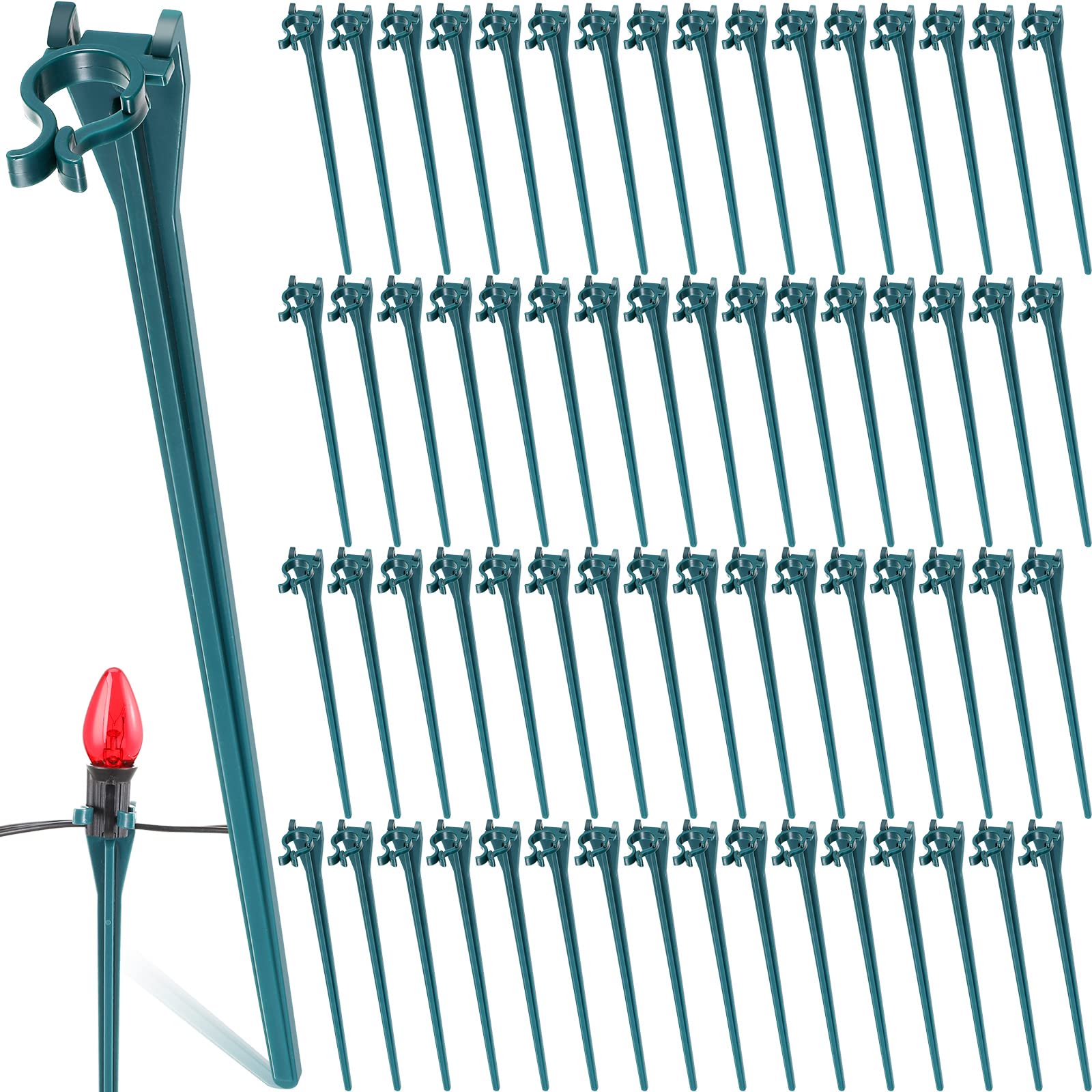 Jetec Christmas Light Stakes Universal Yard Lawn Holiday Light Stakes for C7 C9 String Lights, 7.5 inches Ground Stakes for Christmas Outdoor Lights Holders on Yards, Driveways (Green,400 Pieces)