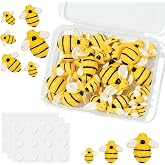 Tiny Resin Bees for Crafts,32Pcs Small Plastic Bumble Bee Decor with 36 Double Self-Adhesive,Honey Bee Flatback Decoration for DIY Wreath Crafts Scrapbooking Party Home Birthday Decoration 3 Size