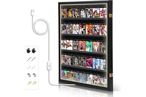 Nice C Baseball Card Display Case with LED Light, 35 Graded Sports Card Display Case, Trading Card Display Case Football Cards, 98% UV Protection, Acrylic, Lockable (LED Vertical 1 Pack)