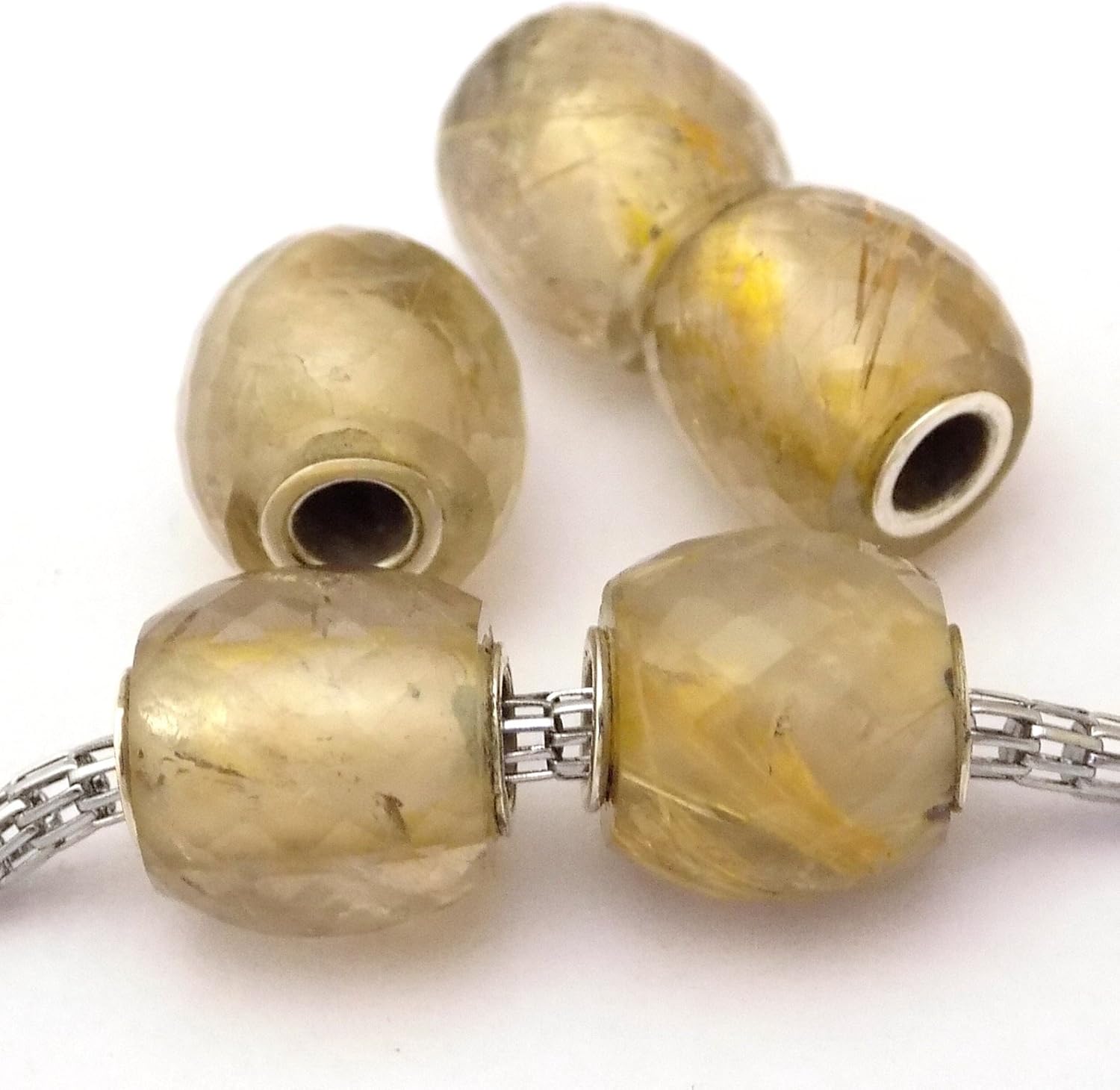 Natural Golden Rutile Quartz European Charm Beads 14 X 8 X 3 5 Mm Roundel Faceted 92 5 Silver Core Big Hole Beads For Bracelet Jewelry Beauty Craft Supplies Tools Deshpandefoundationindia Org