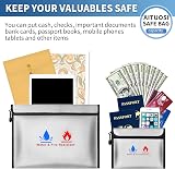 ABSOK Fireproof Document Bag Set 15x11 and 9x7 Inches Fire Resistant Safe view 3