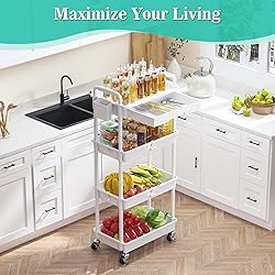 SUNALLY 4 Tier Rolling Utility Cart with