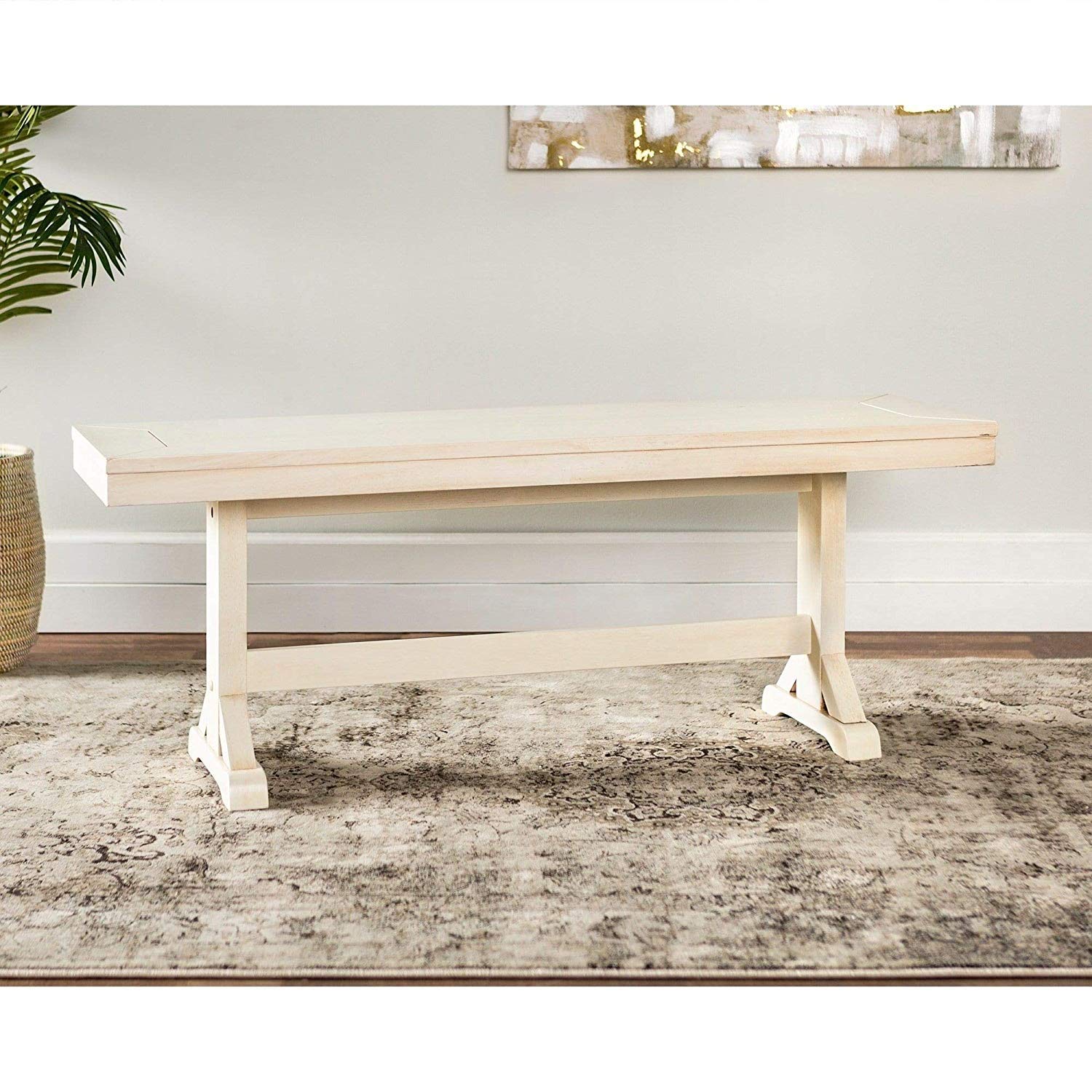 Overstock 48 Inch Millwright Wood Dining Bench N A White Amazon
