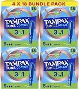 Tampax Pearl Compak Super Tampons with Applicator x72, 3in1 Leak Protection