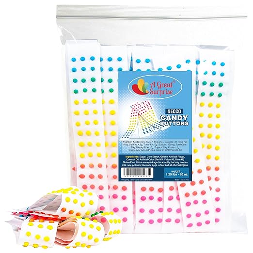 Necco Candy Buttons Strips, Approximately 50 Strips Bulk Button Candy