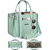 FIORETTO Women’s Canvas Tote Bag Purse with Zipper, Multi Compartment & Reinforced Bottom, Ideal for Work, Bible, Travel