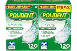 Polident 3 Minute, Antibacterial Denture Cleanser 120 ea (Pack of 2)