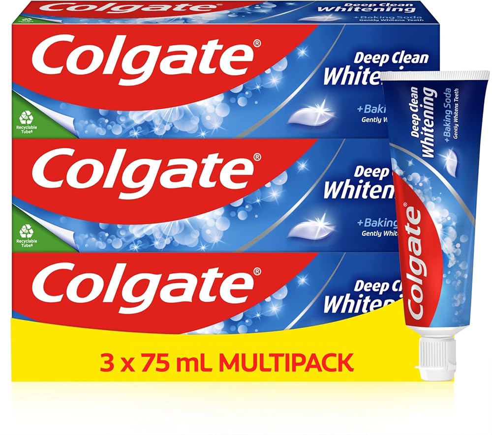 Colgate Deep Clean Whitening Toothpaste 3 x 75 ml Fights Cavities Mint