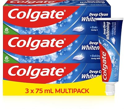 Colgate Deep Clean Whitening Toothpaste 3 x 75 ml Fights Cavities Mint