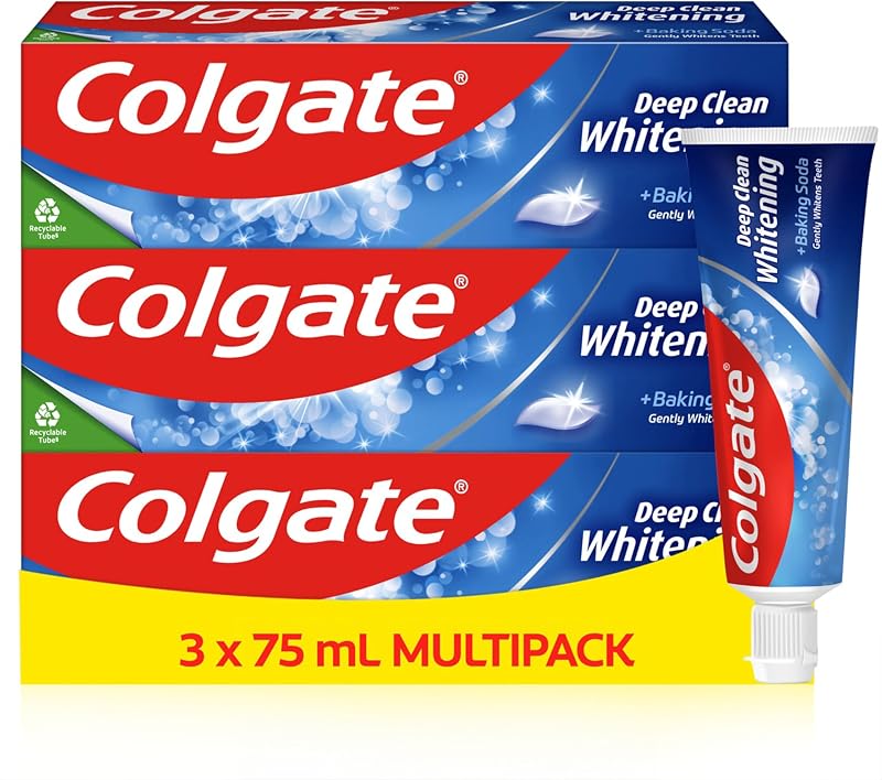 Colgate Deep Clean Whitening Toothpaste 3 x 75 ml Fights Cavities Mint