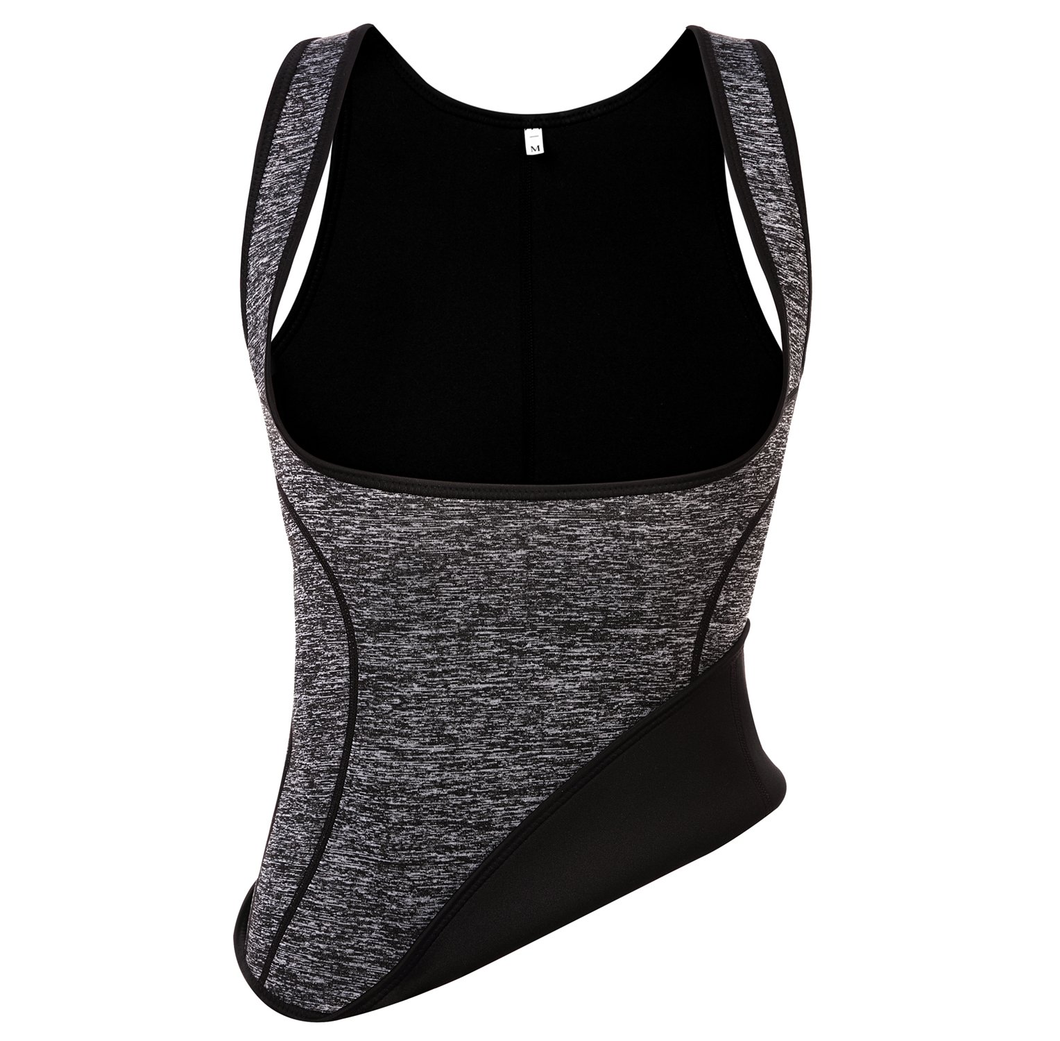 QEESMEI Womens Neoprene Sweat Waist Trainer Cincher Vest Slimming Shirt Body Shaper For Weight Loss (Grey, Small)