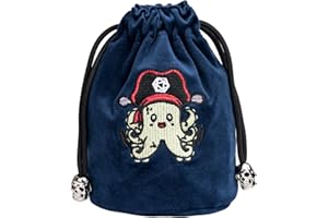 KSNDie Large DND Dice Bag Velvet Storage Bag with Cartoon Octopus Pattern for Dungeons and Dragons Role Playing Games Tabletop Games - Capacity 100+ Polyhedral Dice