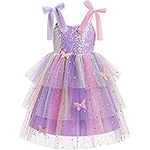IDOPIP Toddler Baby Girl Sequin Butterfly Tutu Dress Summer Sleeveless Smocked Backless Princess Birthday Party Tulle Dresses