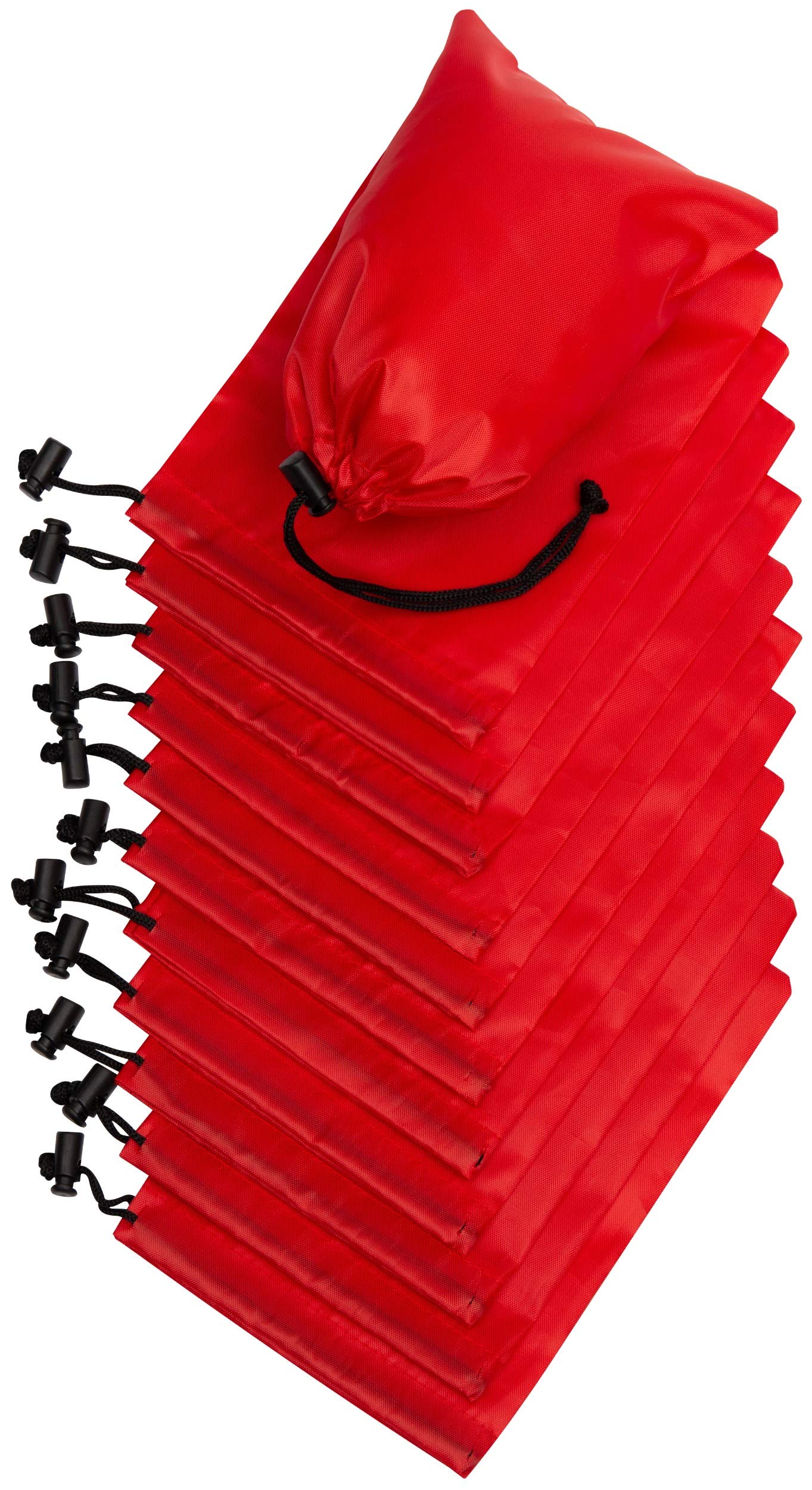 Photo 1 of Drawstring Bag - Nylon Cinch and Ditty Stuff Pouch with Toggle (5 x 7-12 pack, Red)