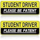 2pcs Student Driver Magnet for Car,Safety Warning Be Patient New Driver Sticker-Colorful,Eflective,Weather Resistant Bumper Sticker Magnetic Reflective Rookie Drive (Yellow)