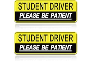 TUZOKNI 2pcs Student Driver Magnet for Car,Safety Warning Be Patient New Driver Sticker-Colorful,Eflective,Weather Resistant Bumper Sticker Magnetic Reflective Rookie Drive (Yellow)