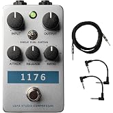 Universal Audio UAFX 1176 Studio Compressor Pedal - Bundle with Instrument Cable and 2 Patch Cables
