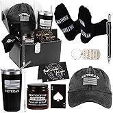 SAIWEILAI ONLINE 9 Pcs Veterans Gift for Men Memorial Day Gifts Set Best Veteran Day Gift Tumbler Socks Baseball Cap Keychain for Dad Brother Gifts