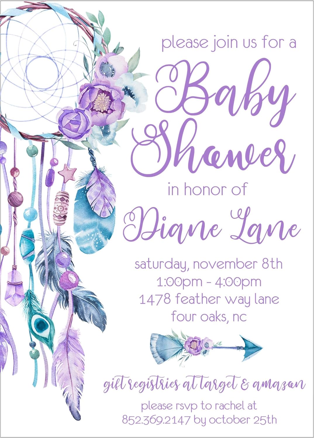feather baby shower invitations