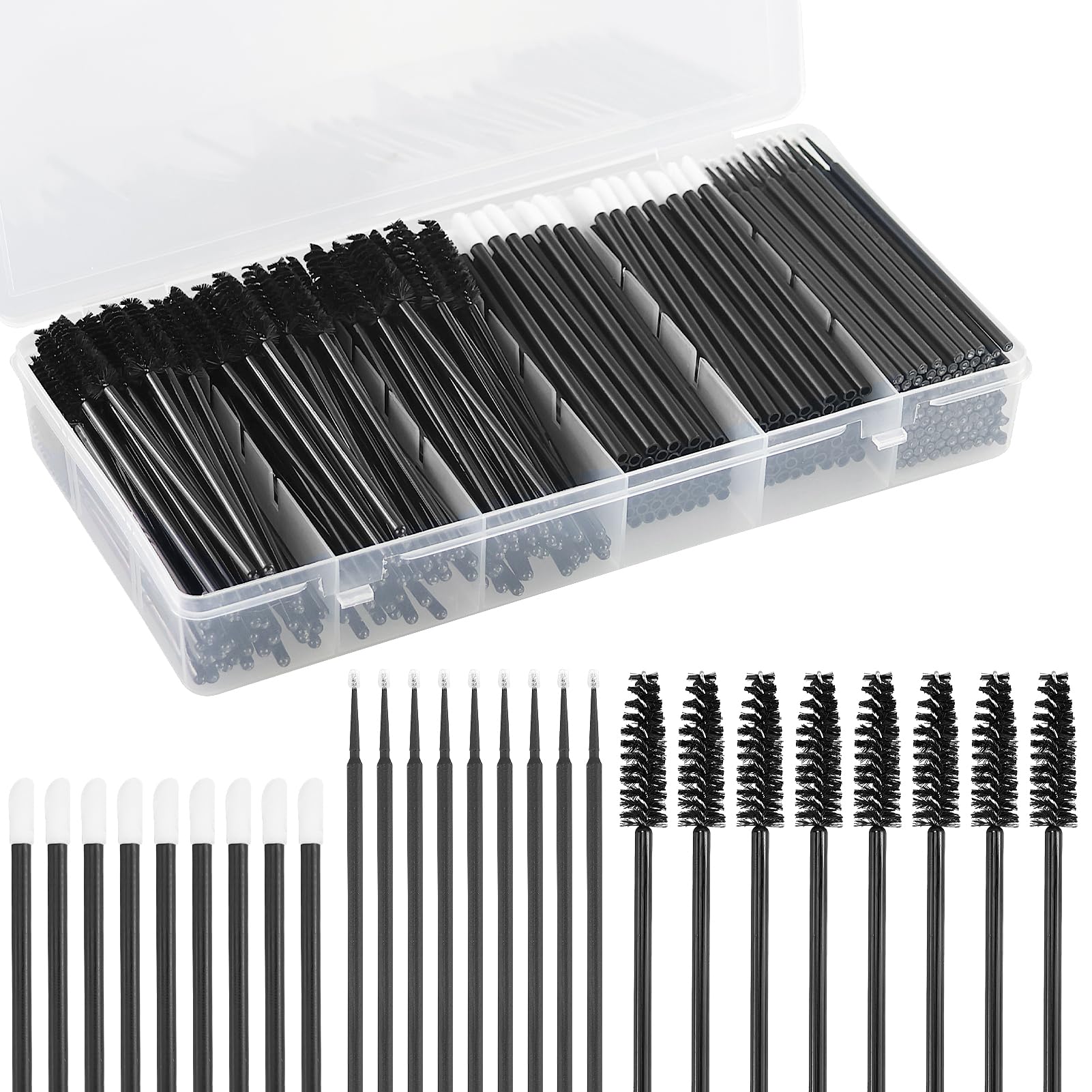 330PCS Disposable Mascara Wands Lip Wands Set, Eyelash Applicator Tool, 110Pcs Eyelash Brush/110Pcs Lip Brush/110PCS Micro Brushes,Makeup Tool Kit with Organizer Box