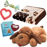 Snuggle Puppy Essentials Starter Kit, Heartbeat Toy &amp; Blanket - Biscuit | Calming comfort toy, puppy blanket, teething toy, 3 heat packs, new puppy essentials for first nights and crate training