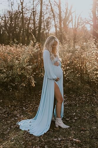 light blue flowy maternity dress Soft Blue Satin Bandeau Arden Maxi Dress main image 1