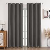 CUCRAF 100% Blackout Curtains Grey 90 x 90 Inch Eyelet 2 Panels
