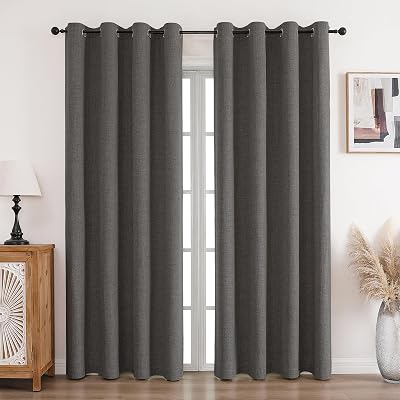 CUCRAF 100% Blackout Curtains Grey 90 x 90 Inch Eyelet 2 Panels