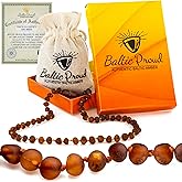 Baltic Proud Amber Necklace (Unisex 12.5 Inches) - Certified Premium Quality Raw Baltic Sea Amber (Cognac raw)