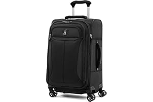 Travelpro Tourlite Softside 21" Expandable Luggage with 4 Spinner Wheels, Lightweight Suitcase, Carry-On, Black