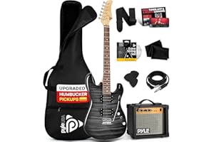 Pyle Electric Guitar Kit with Amp for Beginners Full Size 39” Instrument Package with Humbucker Pickups and Rock Amplifier Starter Set Bundle for Kids All Ages, Youth and Adults