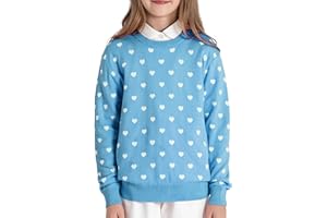 BOBOYOYO Girls Sweaters 100% Cotton Kids Sweater Holiday Teen Winter Pullover Crew Neck Long Sleeve Knit Top