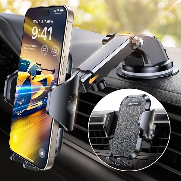 VICSEED 2025 Beste Militärische Handyhalterung Auto [20KG Starker Saugnapf &Metall-Lüftungsclip mit Doppelschloss]360°Drehbare KFZ Handy Halterung Auto Zubehör für iPhone 17 Pro Max Samsung S25 Ultra