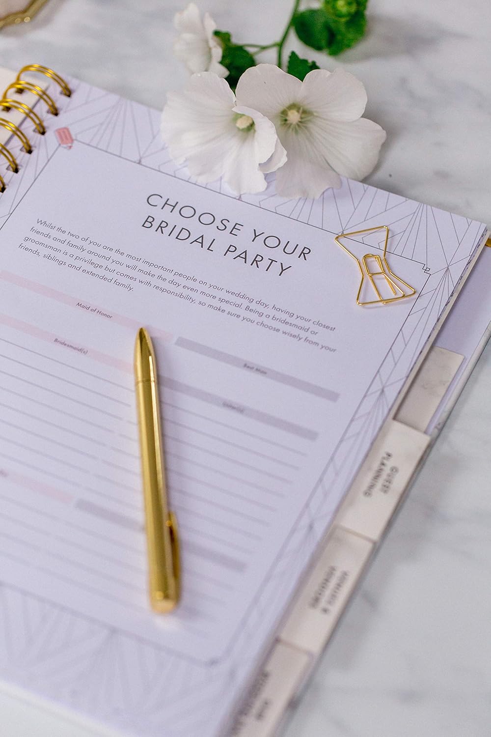 Wedding Planner Marble Gold - Undated Bridal Planning Diary Organizer - Hard Cover, Pockets & Online Support : Office Products