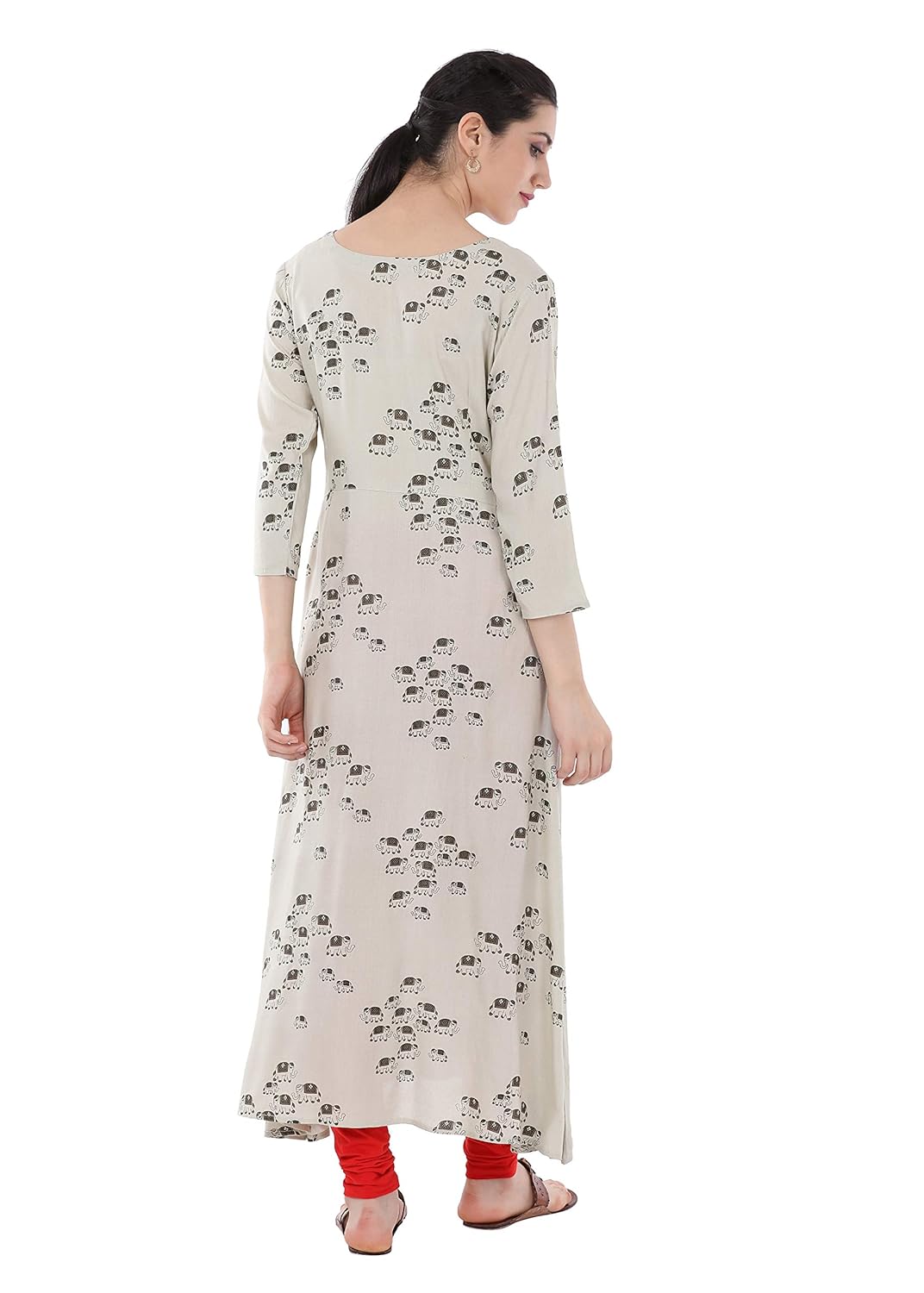 gulmohar jaipur women's a-line rayon kurti (brown)