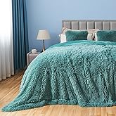 GONAAP Fuzzy Faux Fur Throw Blanket Queen Size Light Teal Super Soft Cozy Plush Fuzzy Shaggy Blanket for Couch Sofa Bed (Light Teal, Queen(90"x90"))