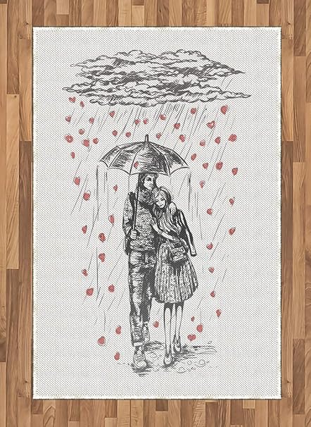 ABAKUHAUS Novio Alfombra de Área, Pareja En Día Lluvioso, con Estampa