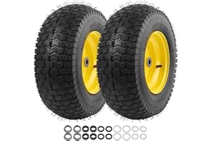 AR-PRO 16x6.50-8 Tire and Wheel Assembly (2-Pack), 4-Ply Pneumatic Lawn Mower Tires with Inner Tube, 3" Centered Hub, 3/4" & 