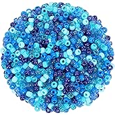 UPINS Blue Pony Beads, 1200Pcs Glitter Blue Pony Beads Bulk for Crafts Hair Hanukkah Friendship Winter Holiday Party Decoration Supplies