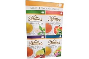MILLIE'S SIPPING BROTH Steepable Vegetable Broth with Savory Seasonings for Snack Urges | Vegan, Keto, Gluten Free, Intermittent Fasting, and natural | (4 Pack Assortment - 12 Broth Bags Total)