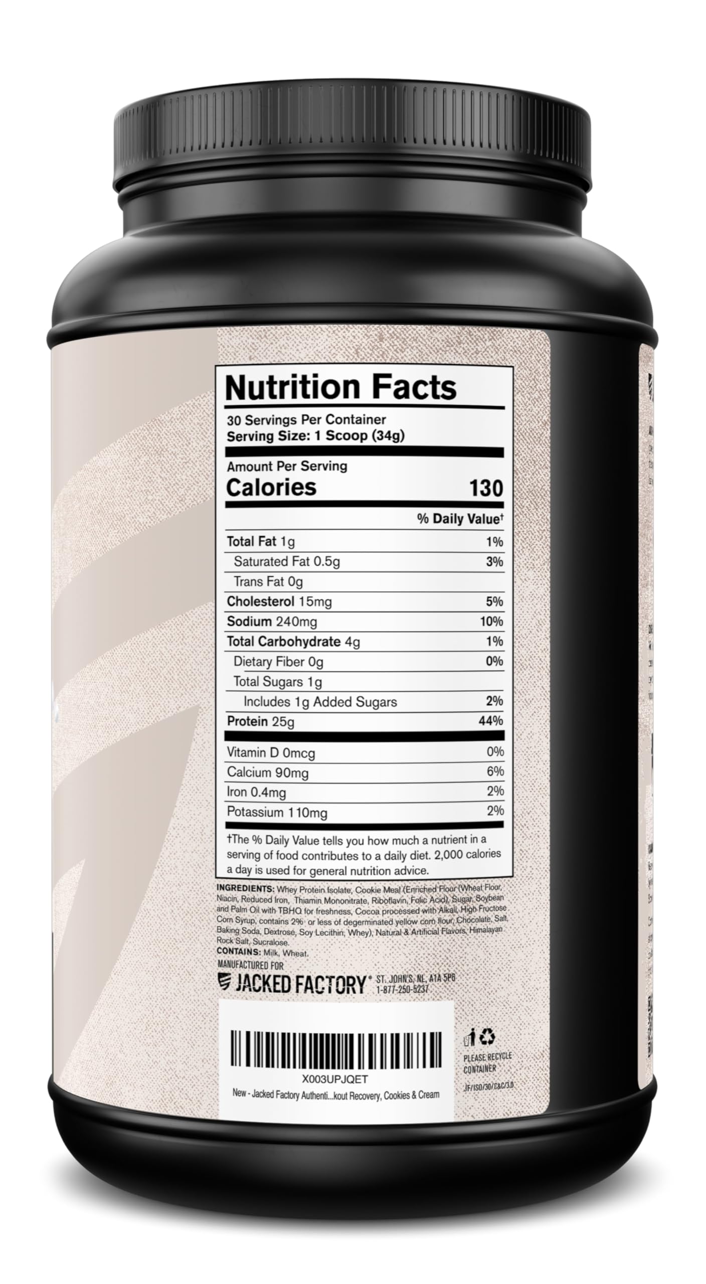 Jacked Factory Authentic ISO Grass Fed Whey Protein Isolate Powder - Low Carb, Non-GMO Muscle Building Protein w/No Fillers, Post Workout Recovery, Cookies & Cream