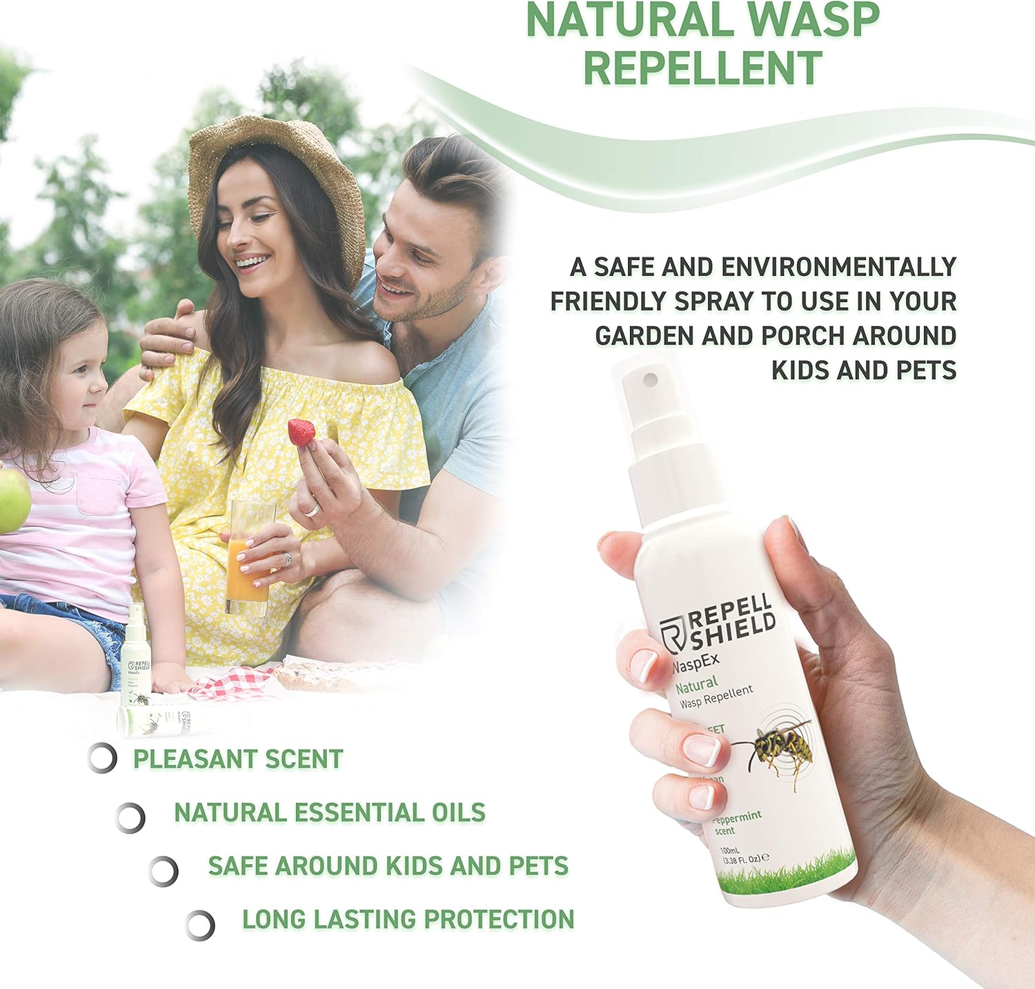REPELL SHIELD Bee and Wasp Spray Organic Bee and Wasp Repellent