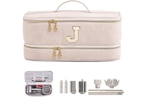 ELCUPA Initial Personalized Hair Tools Travel Bag Double-Layer Hair Dryer Case Compatible with Shark FlexStyle/SmoothStyle, Dysson Airwrap & Supersonic – Hair Tool Organizer for Travel & Home