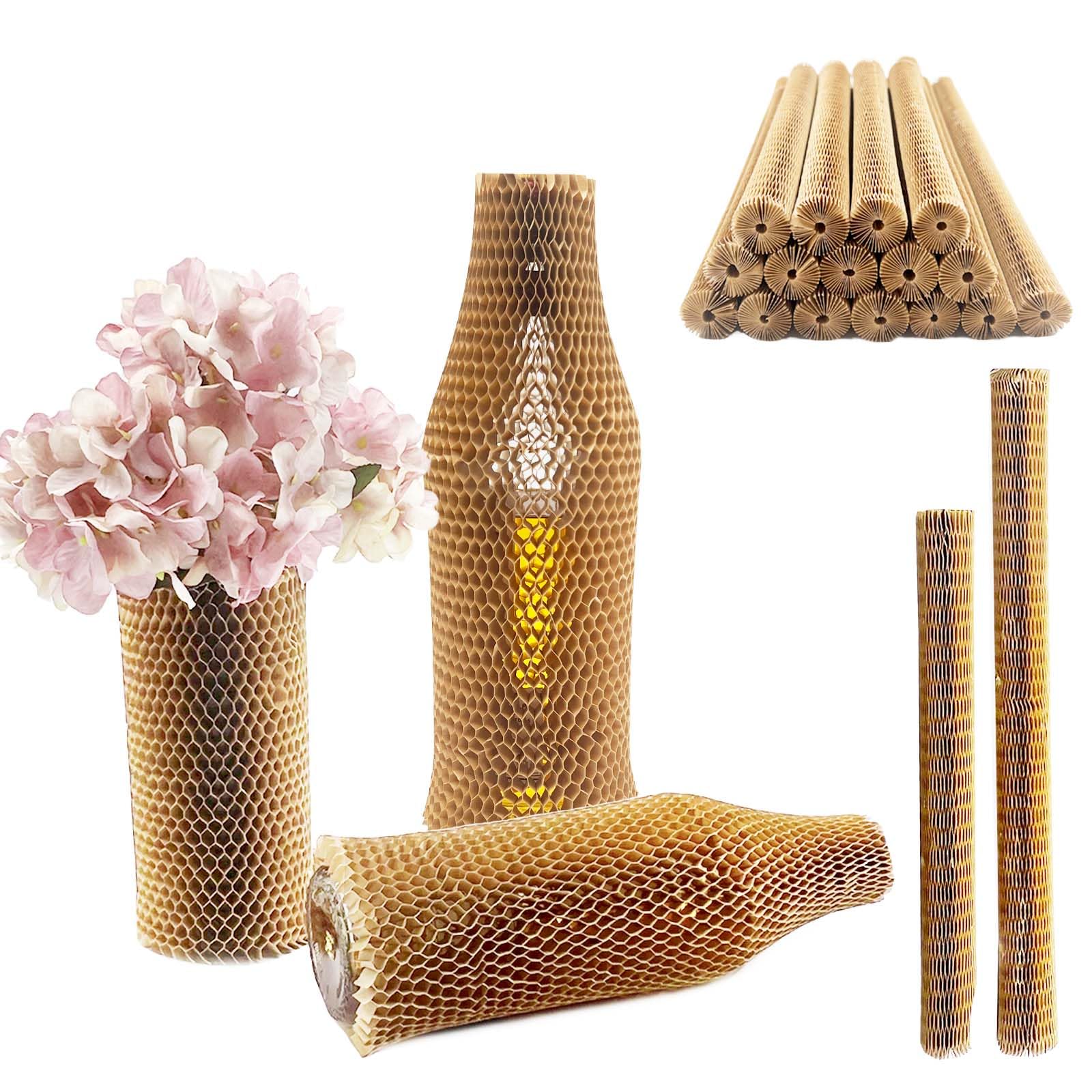 SNAIL GARDEN 16 Pcs 2 Sizes Wine Bottle Protector, Honeycomb Packing Paper (35cm & 24cm), Degradabe Wine Bubble Wrap Bags, Reusable Bottle Protector Sleeves for Travelling Shipping Moving Home