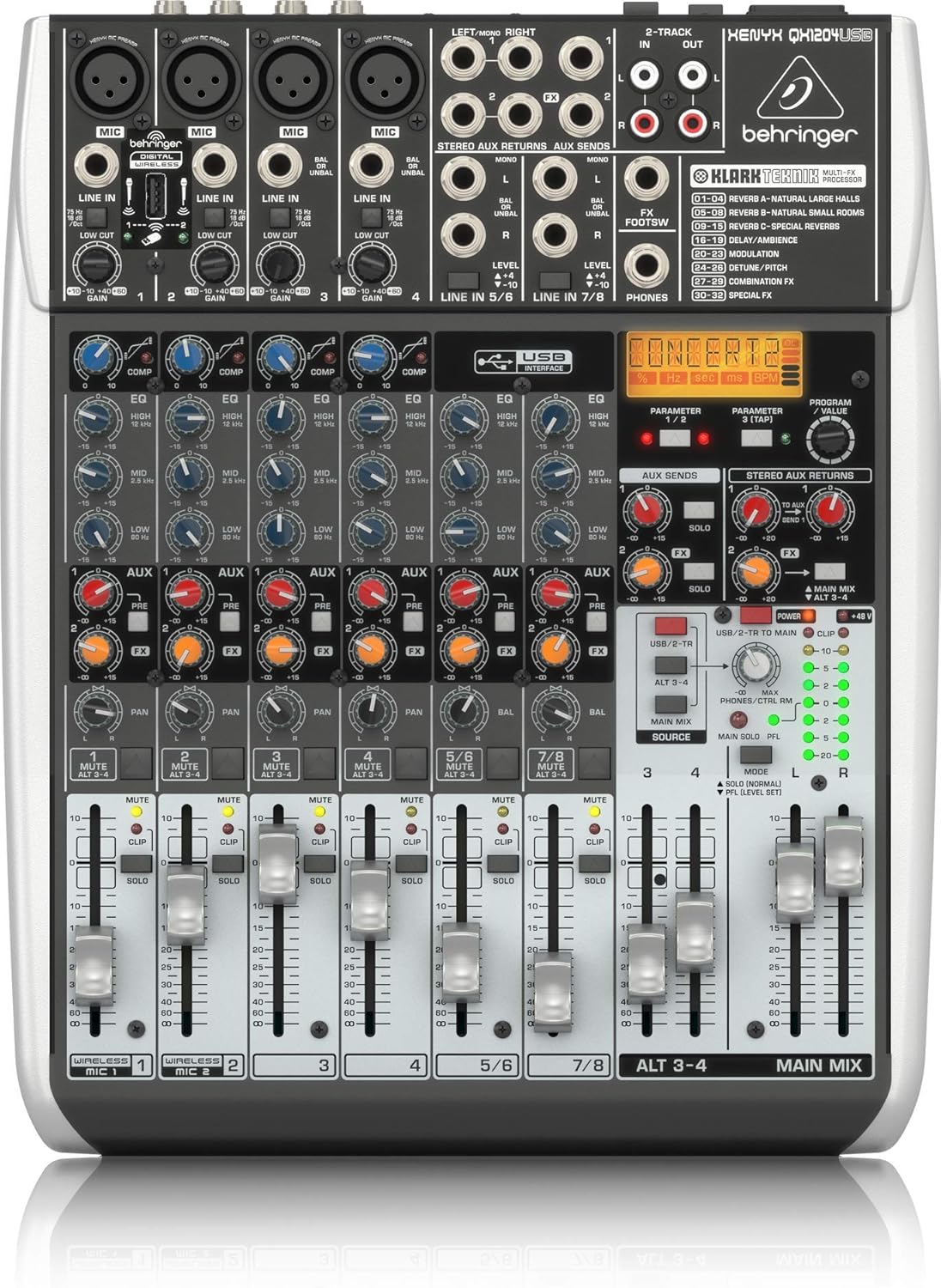 Behringer QX1204USB Premium 12 Input 2/2 Bus Mixer with XENYX Mic